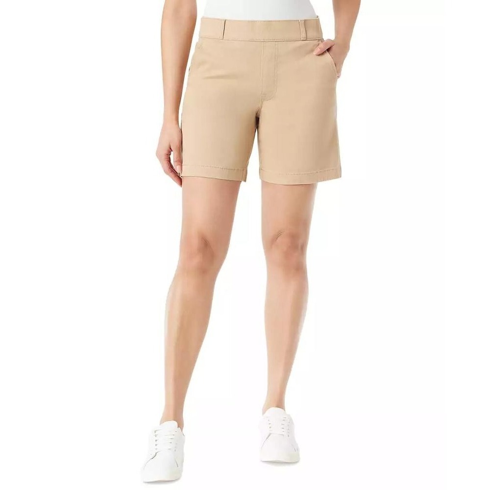 Gloria Vanderbilt Women's Shape Effect High Rise Bermuda Shorts Beige Size 18